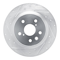 E-Line Drilled & Slotted Silver Brake Rotor, Fits Select Lexus/Toyota/Scion, Position: Rear Left