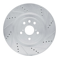 E-Line Drilled & Slotted Silver Brake Rotor, Fits Select Lexus/Toyota/Scion, Position: Right Front