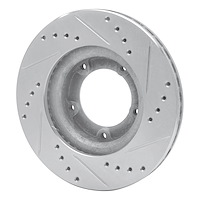 E-Line Drilled & Slotted Silver Brake Rotor, 1989-2008 Lexus/Toyota/Scion, Position: Front Left