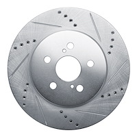 E-Line Drilled & Slotted Silver Brake Rotor, Fits Select Lexus/Toyota/Scion, Position: Front Right