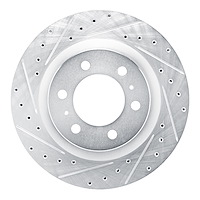 E-Line Drilled & Slotted Silver Brake Rotor, Fits Select Lexus/Toyota/Scion, Position: Front Left