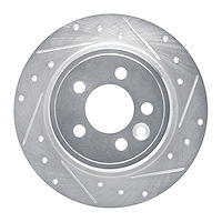 E-Line Drilled & Slotted Silver Brake Rotor, 2000-2006 Rover, Position: Rear Right
