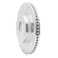 E-Line Drilled & Slotted Silver Brake Rotor, 2008-2017 Mitsubishi, Position: Front Left