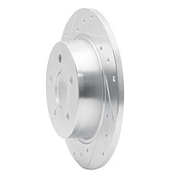 E-Line Drilled & Slotted Silver Brake Rotor, 2008-2012 Renault, Position: Rear Left