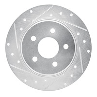 E-Line Drilled & Slotted Silver Brake Rotor, 2005-2012 BMW, Position: Rear Left
