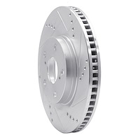 E-Line Drilled & Slotted Silver Brake Rotor, 2007-2013 Ford/Lincoln/Mercury/Mazda, Position: Front Right