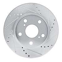 E-Line Drilled & Slotted Silver Brake Rotor, 2013-2018 Lexus/Toyota/Scion, Position: Front Right