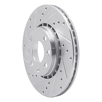 E-Line Drilled & Slotted Silver Brake Rotor, 2006-2010 Mopar, Position: Front Left