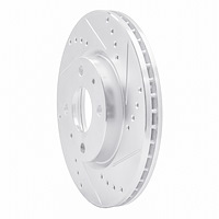 E-Line Drilled & Slotted Silver Brake Rotor, 2014-2020 Peugeot, Position: Rear Right