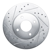 E-Line Drilled & Slotted Silver Brake Rotor, 2016-2018 Lexus/Toyota/Scion, Position: Front Left
