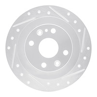 E-Line Drilled & Slotted Silver Brake Rotor, 2013-2017 Suzuki, Position: Rear Right