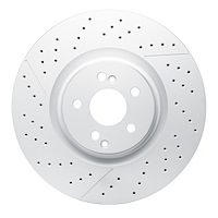 Hi-Carbon Alloy Geomet-Coated Drilled & Slotted Rotor, Fits Select Mercedes-Benz, Position: Rear