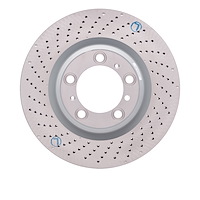 Hi-Carbon Alloy Geomet-Coated Drilled Rotor, 2010-2021 Audi/Porsche/Volkswagen, Position: Rear Left