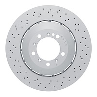 Hi-Carbon Alloy Geomet-Coated Drilled Rotor, 2016-2021 Audi/Porsche/Volkswagen, Position: Front Left
