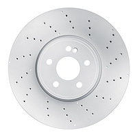 Hi-Carbon Alloy Geomet-Coated Drilled Rotor, Fits Select Mercedes-Benz, Position: Front