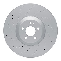 Hi-Carbon Alloy Geomet-Coated Drilled Rotor, Fits Select Mercedes-Benz, Position: Front