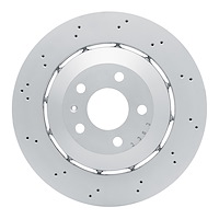 Hi-Carbon Alloy Geomet-Coated Drilled Rotor, 2013-2015 Audi/Porsche/Volkswagen, Position: Rear