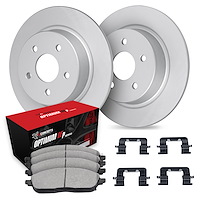 GEO-Carbon Brake Rotor Set w/Optimum OE Pads & Hardware, Fits Select Kia/Hyundai/Genesis, Position: Rear