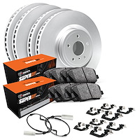 GEO-Carbon Brake Rotor Set w/Super-Duty Pads, Sensor, & Hardware, Fits Select Mercedes-Benz, Position: Front & Rear