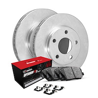 E-Line Blank Brake Rotor Set w/Optimum OE Pads & Hardware, 2003-2017 Audi/Porsche/Volkswagen, Position: Front