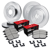 E-Line Blank Brake Rotor Set w/Optimum OE Pads & Hardware, 1983-1988 Audi/Porsche/Volkswagen, Position: Front & Rear