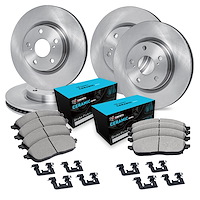 E-Line Blank Brake Rotor Set w/Ceramic Pads & Hardware, 2018-2020 Kia/Hyundai/Genesis, Position: Front & Rear