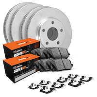 E-Line Blank Brake Rotor Set w/Super-Duty Pads & Hardware, 2000-2005 GM, Position: Front & Rear