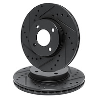 E-Line Drilled & Slotted Black Brake Rotor Set, 2004-2008 GM, Position: Front