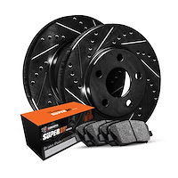 E-Line Drilled & Slotted Black Brake Rotor Set w/Super-Duty Pads, 2008-2016 Fits Multiple Makes/Models, Position: Front
