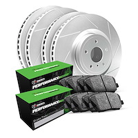 GEO-Carbon Slotted Brake Rotor Set w/Performance Sport Pads, 2011-2014 Audi/Porsche/Volkswagen, Position: Front & Rear