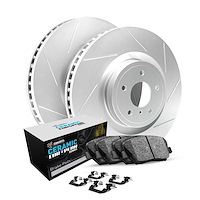 GEO-Carbon Slotted Brake Rotor Set w/Euro Ceramic Pads & Hardware, 2009-2016 BMW, Position: Front