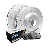 GEO-Carbon Drilled Brake Rotor Set w/Euro Ceramic Pads, 1997-2006 Jaguar, Position: Rear