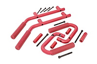 6503RED Jeep Solid Steel Grab Handle Set (07-18 Wrangler JK, Red)