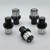 LN-117SBM Billet Aluminum Lug Nut Set, 12-Point, 1/2 in.-20 Thread, Shank Seat [Black Machined]