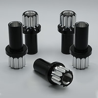 LN-4113SBM Billet Aluminum Lug Nut Set, 12-Point, 14 mm x 1.5, Shank Seat [Black Machined]