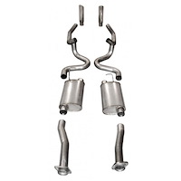 M9604CB Exhaust System Kit, 1996-2004 Ford Mustang GT 4.6L, Catback Dual Turbo Chambered Mufflers Factory Connect