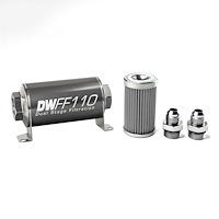 803110100K8 In-line fuel filter element and housing kit stainless steel 100 micron -8AN 110mm. Universal
