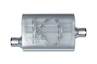 Street-Series Street Flow Muffler, 2-Chamber Inlet/Outlet: 2 in., Offset In/Center Out [Satin Finish]