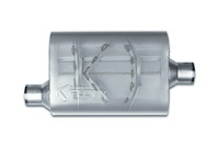 Street-Series Street Flow Muffler, 2-Chamber Inlet/Outlet: 2.250 in., Offset In/Center Out [Satin Finish]