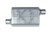 Street-Series Street Flow Muffler, 2-Chamber Inlet/Outlet: 2.250 in., Offset In/Offset Out [Satin Finish]
