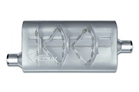 Street-Series Street Flow Muffler, 3-Chamber Inlet/Outlet: 2.250 in., Offset In/Center Out [Satin Finish]