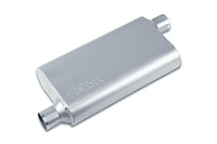Street-Series Street Flow Muffler, 3-Chamber Inlet/Outlet: 2.250 in., Offset In/Offset Out [Satin Finish]