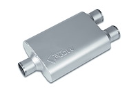 Street-Series Street Flow Muffler, 2-Chamber Inlet/Outlet: 2.500 in. Center In/Dual Out [Satin Finish]
