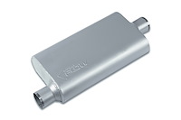 Street-Series Street Flow Muffler, 3-Chamber Inlet/Outlet: 2.500 in. Offset In/Center Out [Satin Finish]