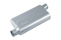 Street-Series Street Flow Muffler, 3-Chamber, Inlet/Outlet: 3 in., Offset In/Offset Out [Satin Finish]