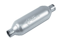 Street-Series Street Flow Muffler, Round, Inlet/Outlet: 2 in., Center In/Center Out [Satin Finish]