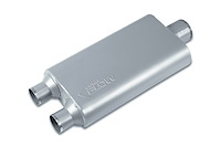 Street-Series Street Flow Muffler, 3-Chamber, Inlet/Outlet: 2.250 in./3 in., Dual In/Center Out [Satin Finish]