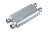 Street-Series Street Flow Muffler, 3-Chamber, Inlet/Outlet: 2.500 in., Dual In/Dual Out [Satin Finish]