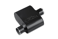 Street-Series Street Flow Muffler, 1-Chamber, Inlet/Outlet: 2.250 in./2.250 in., Offset In/Center Out [Black Powder-Coat Finish]