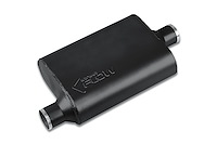 Street-Series Street Flow Muffler, 2-Chamber, Inlet/Outlet: 2.250 in./2.250 in., Offset In/Center Out [Black Powder-Coat Finish]